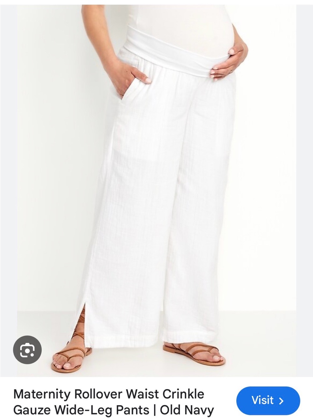 Old Navy White Wide-Leg Maternity Pants with Rollover Waist